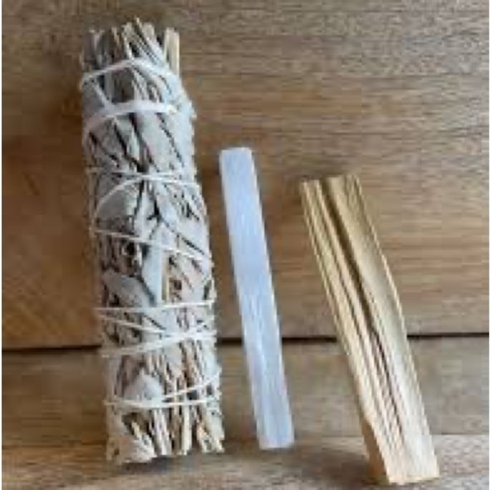 White Sage, Palo Santo, and Selenite Stick